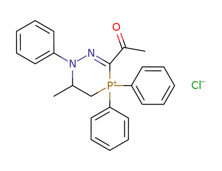 Molecular Structure of 62546-08-1 (1,2,4-Diazaphosphorinium,
3-acetyl-1,4,5,6-tetrahydro-6-methyl-1,4,4-triphenyl-, chloride)