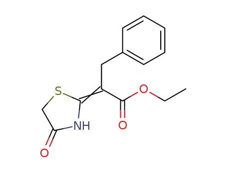 Molecular Structure of 24146-50-7 (2-(4-oxo-thiazolidin-2-ylidene)-3-phenyl-propionic acid ethyl ester)