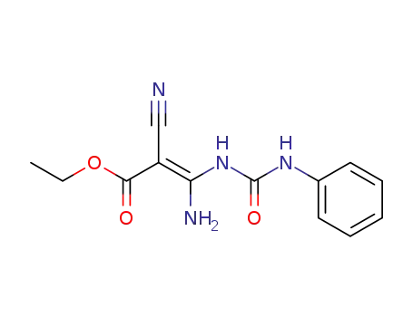 Molecular Structure of 61638-33-3 (2-Propenoic acid, 3-amino-2-cyano-3-[[(phenylamino)carbonyl]amino]-,
ethyl ester)
