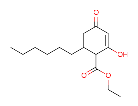 Molecular Structure of 752922-72-8 (6-Hexyl-2-hydroxy-4-oxo-cyclohex-2-enecarboxylic acid ethyl ester)