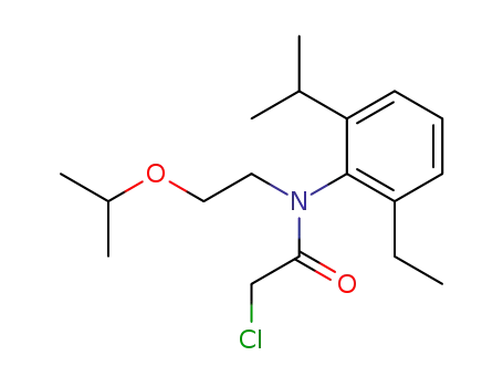 Molecular Structure of 51218-69-0 (Acetamide,
2-chloro-N-[2-ethyl-6-(1-methylethyl)phenyl]-N-[2-(1-methylethoxy)ethyl]-)