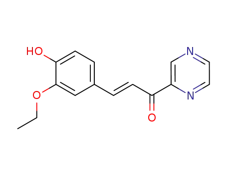 Molecular Structure of 74476-18-9 ((E)-3-(3-Ethoxy-4-hydroxy-phenyl)-1-pyrazin-2-yl-propenone)