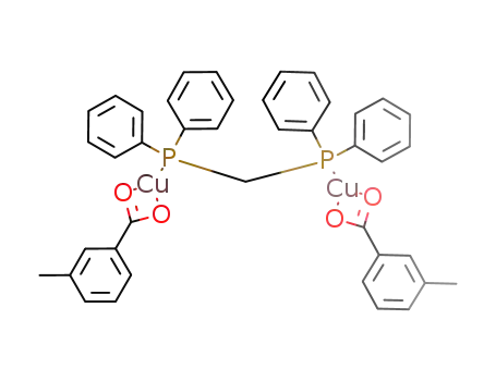 CH<sub>3</sub>C<sub>6</sub>H<sub>4</sub>CO<sub>2</sub>Cu(P(C<sub>6</sub>H<sub>5</sub>)2)CH<sub>2</sub>(P(C<sub>6</sub>H<sub>5</sub>)2)CH<sub>3</sub>C<sub>6</sub>H<sub>4</sub>CO<sub>2</sub>Cu