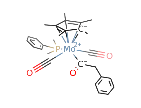 (C<sub>5</sub>(CH<sub>3</sub>)5)(CO)2Mo(P(CH<sub>3</sub>)2C<sub>6</sub>H<sub>5</sub>)(COCH<sub>2</sub>C<sub>6</sub>H<sub>5</sub>)