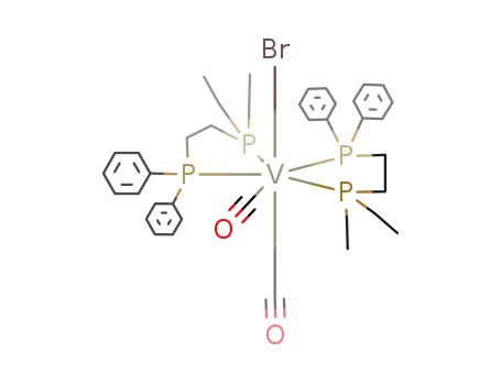 Molecular Structure of 157959-13-2 ((bromo)(carbonyl)2(PPh<sub>2</sub>C<sub>2</sub>H<sub>4</sub>PEt<sub>2</sub>)2vanadium(I))