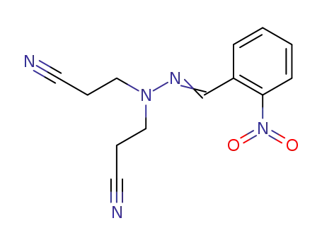 Molecular Structure of 7627-00-1 (N,N-Bis-<2-cyan-aethyl>-N'-<2-nitro-benzyliden>-hydrazin)