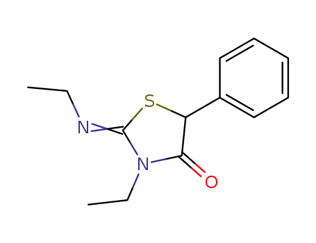 Molecular Structure of 1762-61-4 (3-ethyl-2-ethylimino-5-phenyl-thiazolidin-4-one)