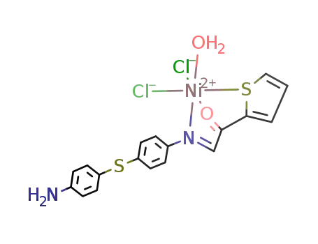 Ni(C<sub>4</sub>H<sub>3</sub>SC(O)CHNC<sub>6</sub>H<sub>4</sub>SC<sub>6</sub>H<sub>4</sub>NH<sub>2</sub>)Cl<sub>2</sub>(H<sub>2</sub>O)