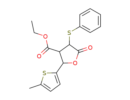 Molecular Structure of 141357-29-1 (3-Furancarboxylic acid,
tetrahydro-2-(5-methyl-2-thienyl)-5-oxo-4-(phenylthio)-, ethyl ester)