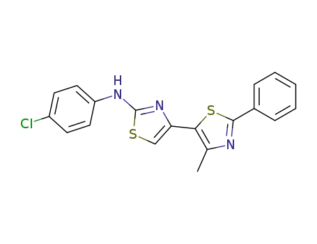 Molecular Structure of 61108-38-1 ((4-chloro-phenyl)-(4'-methyl-2'-phenyl-[4,5']bithiazolyl-2-yl)-amine)