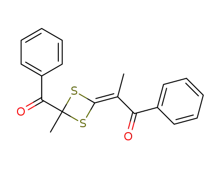 Molecular Structure of 66267-94-5 (1-Propanone, 2-(4-benzoyl-4-methyl-1,3-dithietan-2-ylidene)-1-phenyl-)