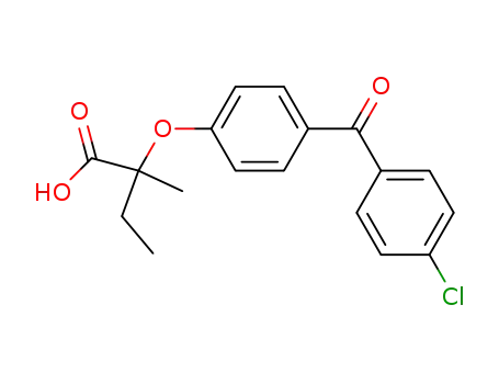 Molecular Structure of 42019-05-6 (Butanoic acid, 2-[4-(4-chlorobenzoyl)phenoxy]-2-methyl-)