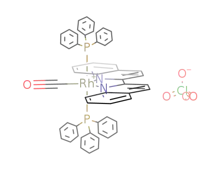 Molecular Structure of 69547-69-9 ([Rh(CO)(C<sub>18</sub>H<sub>12</sub>N<sub>2</sub>)(P(C<sub>6</sub>H<sub>5</sub>)3)2]<sup>(1+)</sup>*ClO<sub>4</sub><sup>(1-)</sup>=[Rh(CO)(C<sub>18</sub>H<sub>12</sub>N<sub>2</sub>)(P(C<sub>6</sub>H<sub>5</sub>)3)2]ClO<sub>4</sub>)