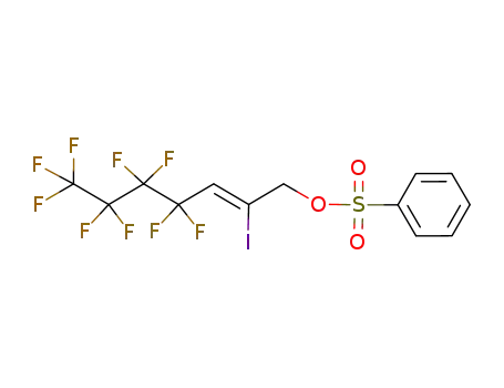 Molecular Structure of 136309-95-0 (Benzenesulfonic acid (Z)-4,4,5,5,6,6,7,7,7-nonafluoro-2-iodo-hept-2-enyl ester)