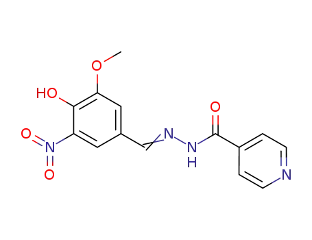 Molecular Structure of 93606-99-6 (Isonicotinic acid [1-(4-hydroxy-3-methoxy-5-nitro-phenyl)-meth-(E)-ylidene]-hydrazide)