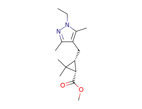 Molecular Structure of 124434-71-5 (methyl 1S-cis-2,2-dimethyl-3-<(1-ethyl-3,5-dimethyl-4-pyrazolyl)methyl>cyclopropanecarboxylate)