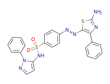 Molecular Structure of 97854-94-9 (Benzenesulfonamide,
4-[(2-amino-4-phenyl-5-thiazolyl)azo]-N-(1-phenyl-1H-pyrazol-5-yl)-)