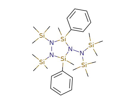 Molecular Structure of 85226-05-7 (4-<Bis(trimethylsilyl)amino>-3,5-dimethyl-3,5-diphenyl-1,2-bis(trimethylsilyl)-1,2,4-triaza-3,5-disilacyclopentan)