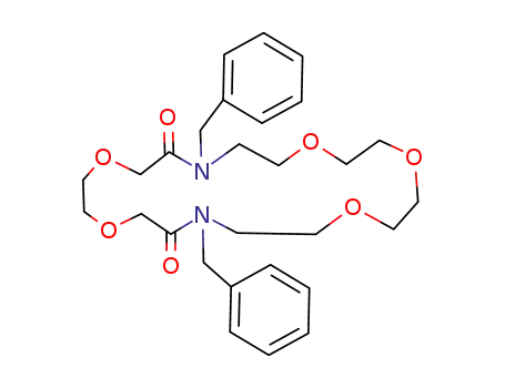 Molecular Structure of 75953-77-4 (7,19-dibenzyl-7,19-diaza-1,4,10,13,16-pentaoxacycloheneicosane-6,20-dione)
