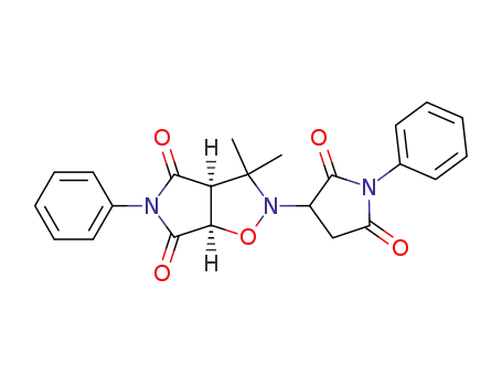 Molecular Structure of 89903-31-1 (2H-Pyrrolo[3,4-d]isoxazole-4,6(3H,5H)-dione,
2-(2,5-dioxo-1-phenyl-3-pyrrolidinyl)dihydro-3,3-dimethyl-5-phenyl-)
