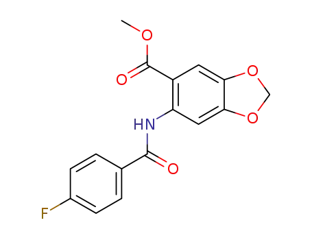 Molecular Structure of 2561-29-7 (6-(4-fluoro-benzoylamino)-benzo[1,3]dioxole-5-carboxylic acid methyl ester)
