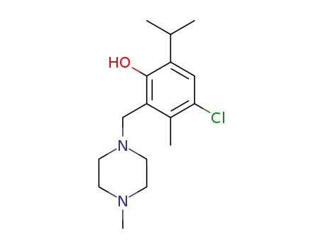 Molecular Structure of 97636-92-5 (4-chloro-6-isopropyl-3-methyl-2-(4-methyl-piperazin-1-ylmethyl)-phenol)
