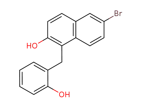 Molecular Structure of 141077-54-5 (2-Naphthalenol, 6-bromo-1-[(2-hydroxyphenyl)methyl]-)