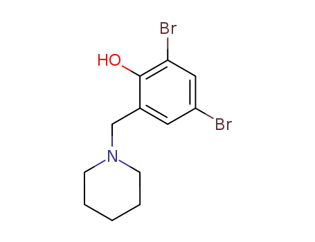 Molecular Structure of 53500-69-9 (Phenol, 2,4-dibromo-6-(1-piperidinylmethyl)-)