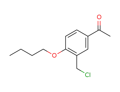 Molecular Structure of 78927-76-1 (Ethanone, 1-[4-butoxy-3-(chloromethyl)phenyl]-)