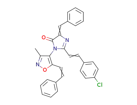 2-[(E)-2-(4-Chloro-phenyl)-vinyl]-3-[3-methyl-5-((E)-styryl)-isoxazol-4-yl]-5-[1-phenyl-meth-(E)-ylidene]-3,5-dihydro-imidazol-4-one