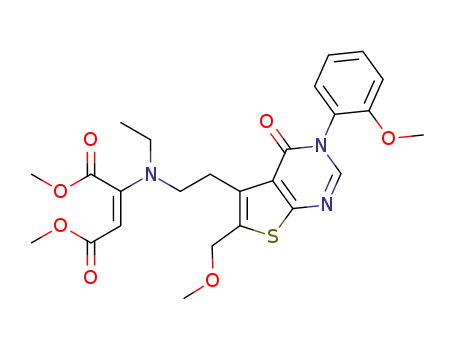 dimethyl (2E)-2-(ethyl{2-[6-methoxymethyl-3-(2-methoxyphenyl)-4-oxo-3,4-dihydrothieno[2,3-d]pyrimidin-5-yl]ethyl}amino)but-2-enedioate