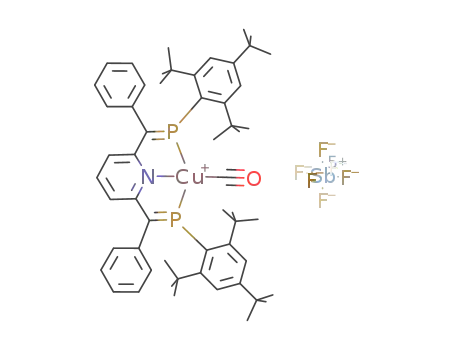 (2,6-bis[1-phenyl-2-(2,4,6-tri-tert-butylphenyl)-2-phosphaethynyl]pyridine)(CO)copper(I) hexafluoroantimonate