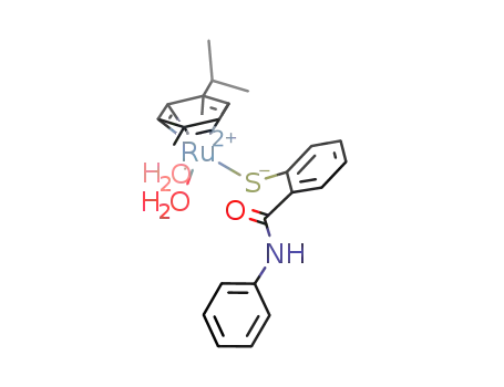[(η6-p-cymene)Ru(H2O)2(2-mercaptobenzanilide(-1H))](1+)