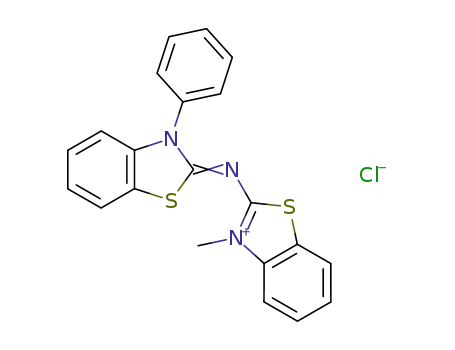 Molecular Structure of 66179-79-1 (Benzothiazolium,
3-methyl-2-[(3-phenyl-2(3H)-benzothiazolylidene)amino]-, chloride)