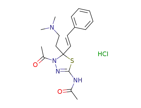 (E)-N-{4-acetyl-5-[2-(dimethylamino)ethyl]-5-(2-phenylethenyl)-4,5-dihydro-1,3,4-thiadiazol-2-yl}-acetamide hydrochloride