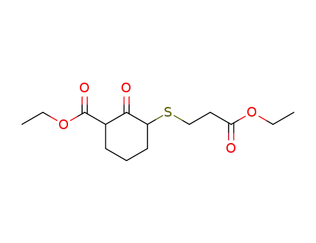 3-(2-Aethoxycarbonyl-aethylmercapto)-2-oxo-cyclohexan-1-carbonsaeure-aethylester