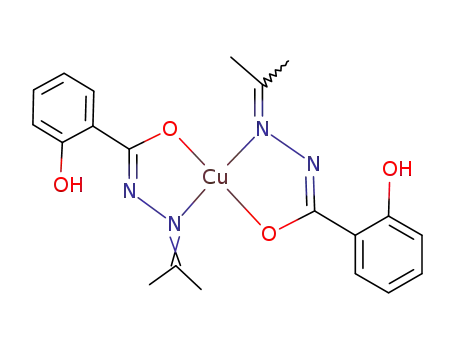 Molecular Structure of 113971-31-6 (Copper, bis[2-hydroxybenzoic acid (1-methylethylidene)hydrazidato]-)