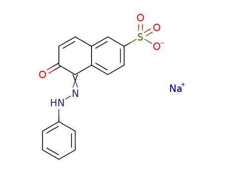 Molecular Structure of 214674-76-7 (2-Naphthalenesulfonic acid, 5,6-dihydro-6-oxo-5-(phenylhydrazono)-,
monosodium salt)