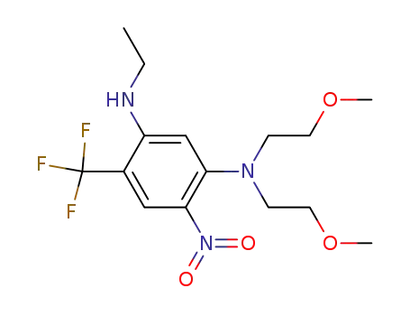 Molecular Structure of 35232-90-7 (N<sup>1</sup>-Ethyl-N<sup>3</sup>,N<sup>3</sup>-bis-(2-methoxy-ethyl)-4-nitro-6-trifluoromethyl-benzene-1,3-diamine)