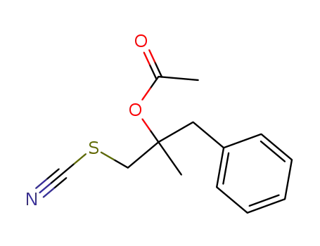 Molecular Structure of 106119-19-1 (Thiocyanic acid, 2-(acetyloxy)-2-methyl-3-phenylpropyl ester)