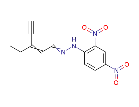 Molecular Structure of 91803-70-2 (3-Aethyl-penten-<sup>(2)</sup>-in-<sup>(4)</sup>-al-(2.4-dinitro-phenylhydrazon))