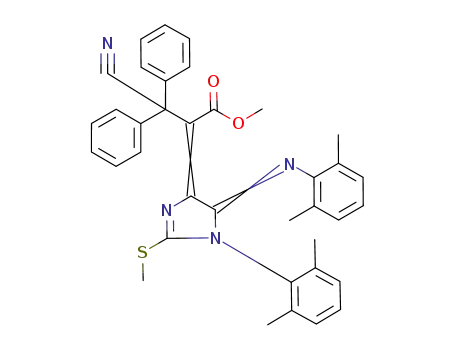 3-Cyano-2-[1-(2,6-dimethyl-phenyl)-5-[(Z)-2,6-dimethyl-phenylimino]-2-methylsulfanyl-1,5-dihydro-imidazol-(4E)-ylidene]-3,3-diphenyl-propionic acid methyl ester