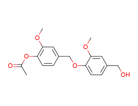 Molecular Structure of 55525-40-1 (Acetic acid 4-(4-hydroxymethyl-2-methoxy-phenoxymethyl)-2-methoxy-phenyl ester)