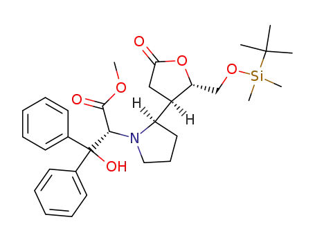(R)-2-{(R)-2-[(2S,3R)-2-(tert-Butyl-dimethyl-silanyloxymethyl)-5-oxo-tetrahydro-furan-3-yl]-pyrrolidin-1-yl}-3-hydroxy-3,3-diphenyl-propionic acid methyl ester