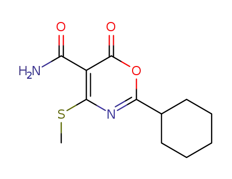 Molecular Structure of 111479-83-5 (2-cyclohexyl-4-methylthio-6-oxo-6H-1,3-oxazine-5-carboxamide)