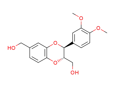 Molecular Structure of 65479-39-2 (1,4-Benzodioxin-2,6-dimethanol, 3-(3,4-dimethoxyphenyl)-2,3-dihydro-,
trans-)