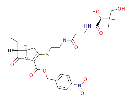 (5R,6R)-3-{2-[3-((S)-2,4-Dihydroxy-3,3-dimethyl-butyrylamino)-propionylamino]-ethylsulfanyl}-6-ethyl-7-oxo-1-aza-bicyclo[3.2.0]hept-2-ene-2-carboxylic acid 4-nitro-benzyl ester