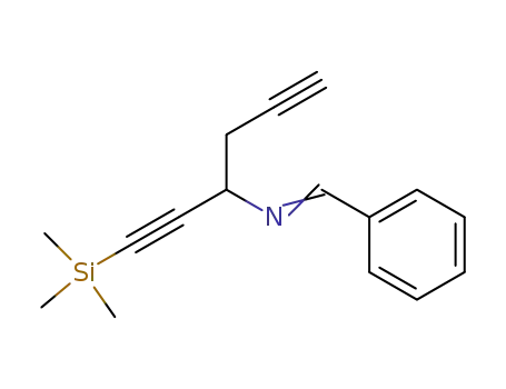 Molecular Structure of 57790-33-7 ([1-Phenyl-meth-(E)-ylidene]-(1-trimethylsilanylethynyl-but-3-ynyl)-amine)