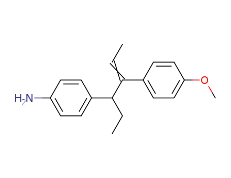 Molecular Structure of 64780-25-2 (Benzenamine, 4-[1-ethyl-2-(4-methoxyphenyl)-2-butenyl]-)
