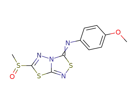 Molecular Structure of 69949-80-0 ((6-methanesulfinyl-[1,3,4]thiadiazolo[2,3-<i>c</i>][1,2,4]thiadiazol-3-ylidene)-(4-methoxy-phenyl)-amine)